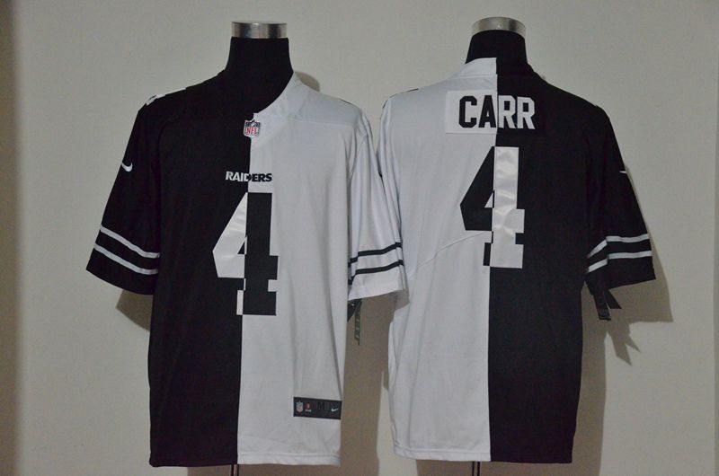 Men Oakland Raiders #4 Carr Black white Half version 2020 Nike NFL Jerseys